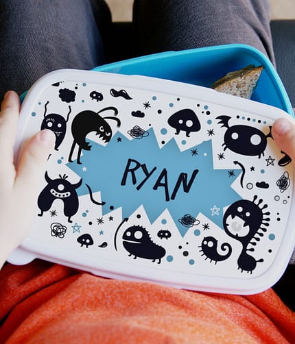 Personalised Monsters Name Only Blue Lunch Box - ItJustGotPersonal.co.uk