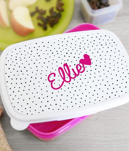 Personalised Pink Heart Name Only Pink Lunch Box - ItJustGotPersonal.co.uk