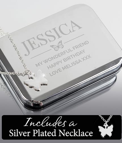 Personalised Box and Butterfly Necklace - ItJustGotPersonal.co.uk