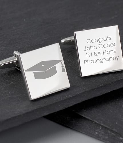 Personalised Graduation Square Cufflinks - ItJustGotPersonal.co.uk