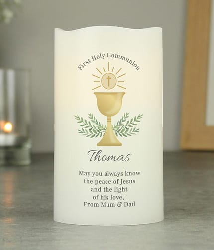 Personalised First Holy Communion LED Candle - ItJustGotPersonal.co.uk