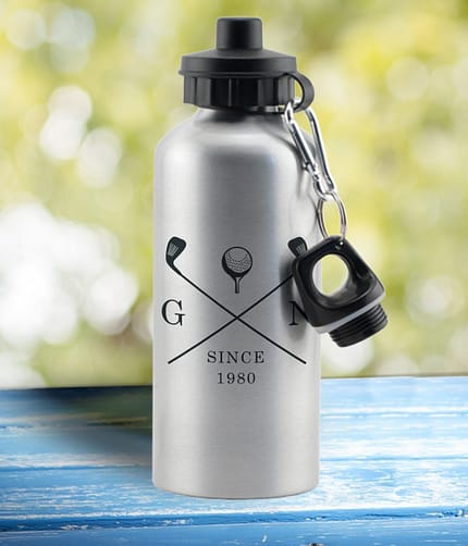 Personalised Golf Clubs Silver Drinks Bottle - ItJustGotPersonal.co.uk
