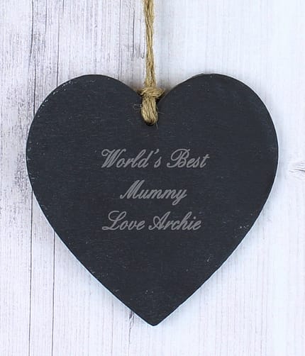 Personalised Script Engraved Slate Heart Decoration - ItJustGotPersonal.co.uk