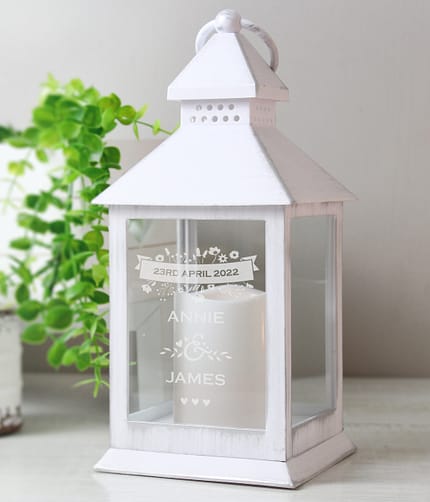 Personalised Couple's Floral White Lantern - ItJustGotPersonal.co.uk