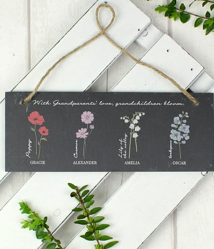Personalised Flower of the Month Hanging Slate Plaque - ItJustGotPersonal.co.uk