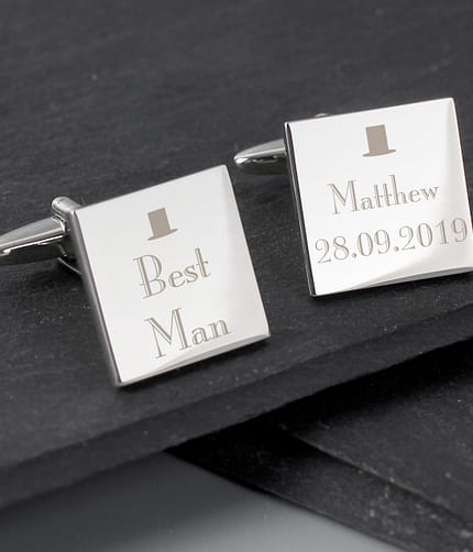 Personalised Decorative Wedding Best Man Square Cufflinks - ItJustGotPersonal.co.uk