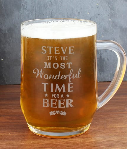 Personalised Wonderful Time For A Beer... Glass Tankard - ItJustGotPersonal.co.uk
