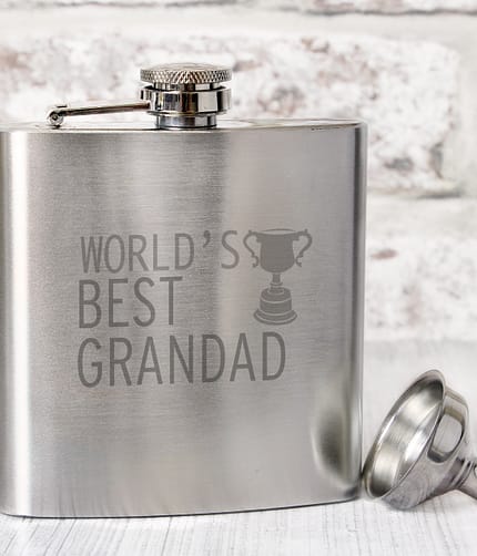 Worlds Best Grandad  Hip Flask - ItJustGotPersonal.co.uk