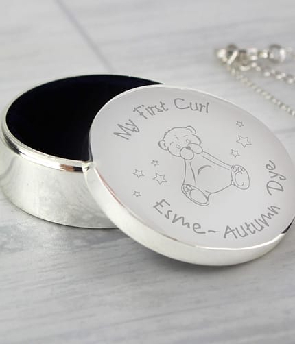 Personalised Teddy My First Curl Trinket Box - ItJustGotPersonal.co.uk