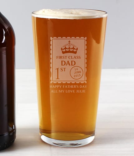 Personalised 1st Class Pint Glass - ItJustGotPersonal.co.uk