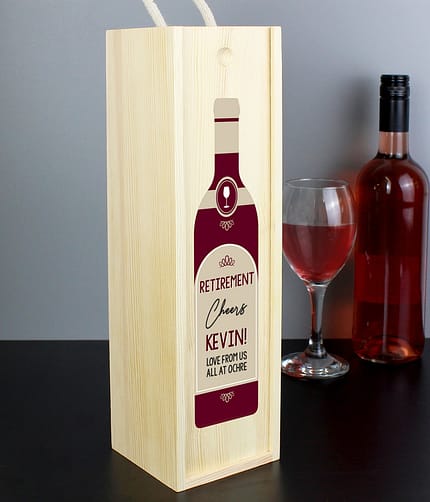 Personalised Free Text Red Wooden Wine Bottle Box - ItJustGotPersonal.co.uk
