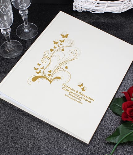Personalised Gold Butterfly Swirl Traditional Photo Album - ItJustGotPersonal.co.uk