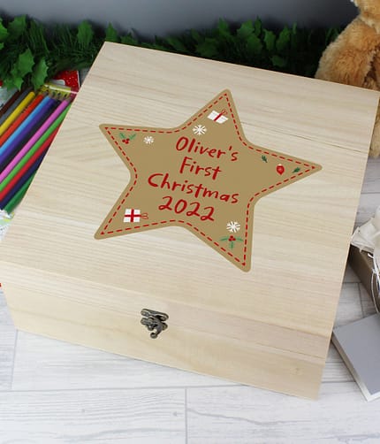 Personalised Christmas Large Wooden Keepsake Box - ItJustGotPersonal.co.uk