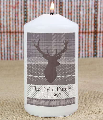 Personalised Highland Stag Pillar Candle - ItJustGotPersonal.co.uk