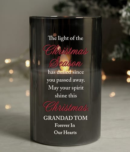 Personalised Christmas Season Memorial Smoked LED Candle - ItJustGotPersonal.co.uk