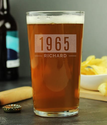 Personalised Name & Date Pint Glass - ItJustGotPersonal.co.uk