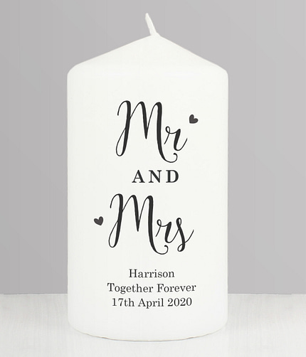Personalised Married Couple Pillar Candle - ItJustGotPersonal.co.uk