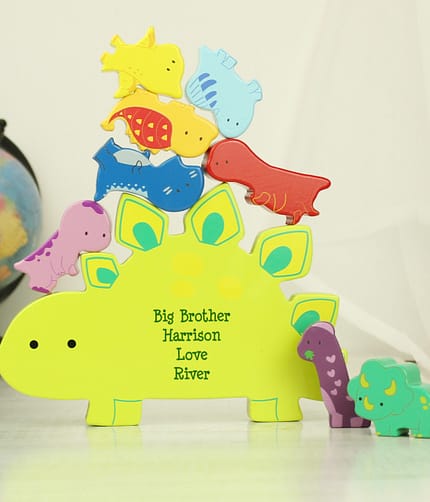 Personalised Free Text Wooden Dinosaur Stacker Toy - ItJustGotPersonal.co.uk