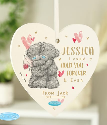 Personalised Me To You Hold You Forever Wooden Heart Decoration - ItJustGotPersonal.co.uk