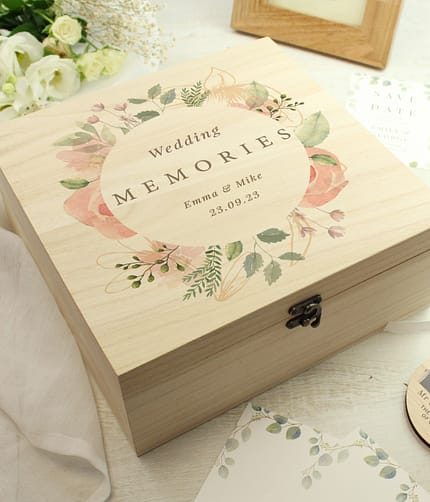 Personalised Floral Watercolour Wooden Keepsake box - ItJustGotPersonal.co.uk