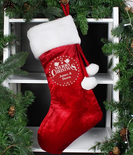 Personalised Christmas Wishes Luxury Red Stocking - ItJustGotPersonal.co.uk