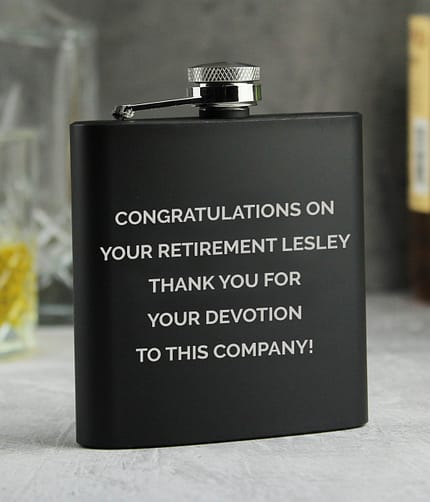 Personalised Free Text Black Hip Flask - ItJustGotPersonal.co.uk