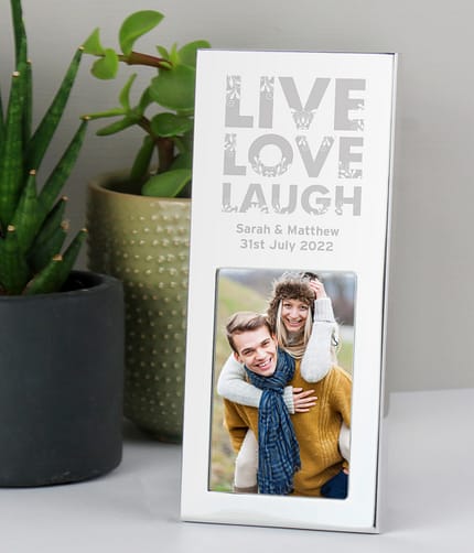 Personalised Small Live Love Laugh 2x3 Silver Photo Frame - ItJustGotPersonal.co.uk