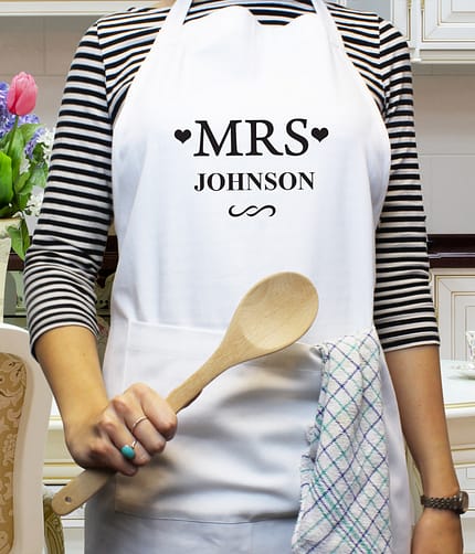 Personalised Mrs White Apron - ItJustGotPersonal.co.uk