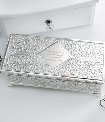Personalised Antique Silver Plated Jewellery Box - ItJustGotPersonal.co.uk