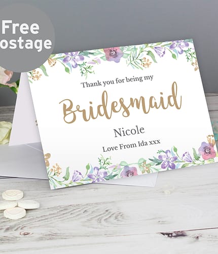 Personalised Bridesmaid 'Floral Watercolour Wedding' Card - ItJustGotPersonal.co.uk