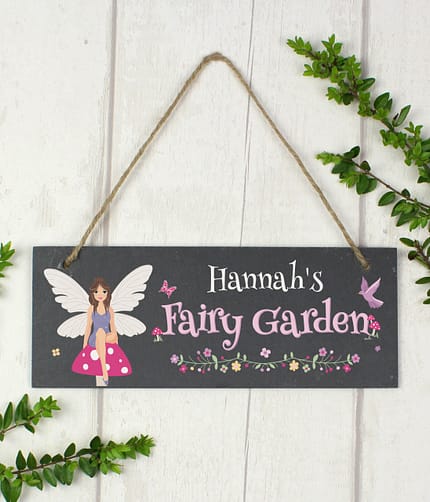 Personalised Fairy Garden Printed Hanging Slate Plaque - ItJustGotPersonal.co.uk