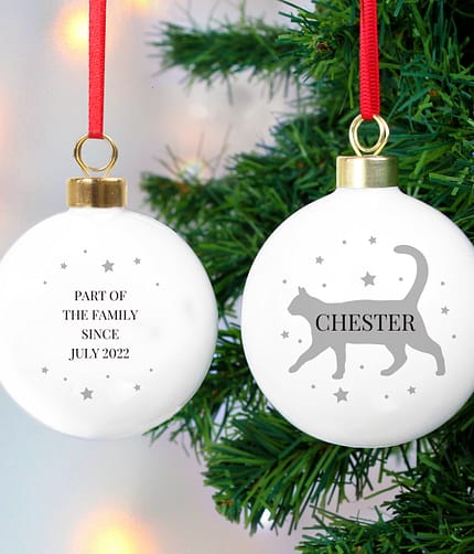 Personalised Cat Silhouette Bauble - ItJustGotPersonal.co.uk
