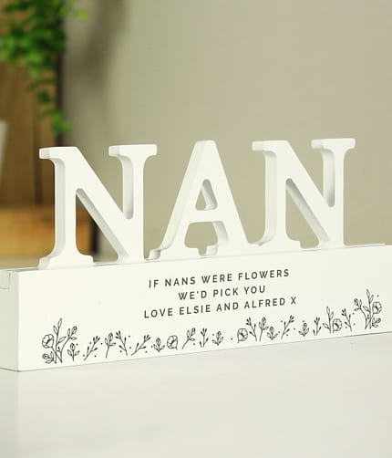Personalised Floral Wooden Nan Ornament - ItJustGotPersonal.co.uk
