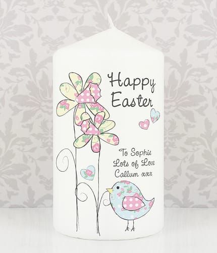 Personalised Daffodil Chick Easter Pillar Candle - ItJustGotPersonal.co.uk