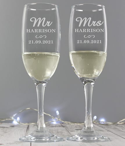 Personalised Mr & Mrs Pair of Flutes - ItJustGotPersonal.co.uk