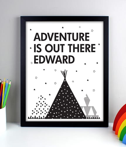 Personalised Adventure Is Out There Black Framed Print - ItJustGotPersonal.co.uk