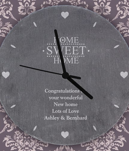 Personalised Home Sweet Home Slate Clock - ItJustGotPersonal.co.uk