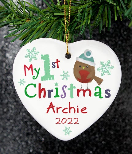 Personalised My 1st Christmas Ceramic Heart - ItJustGotPersonal.co.uk