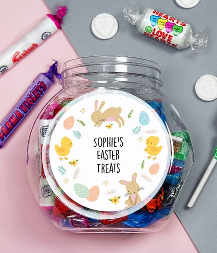 Personalised Easter Bunny & Chick Sweets Jar - ItJustGotPersonal.co.uk