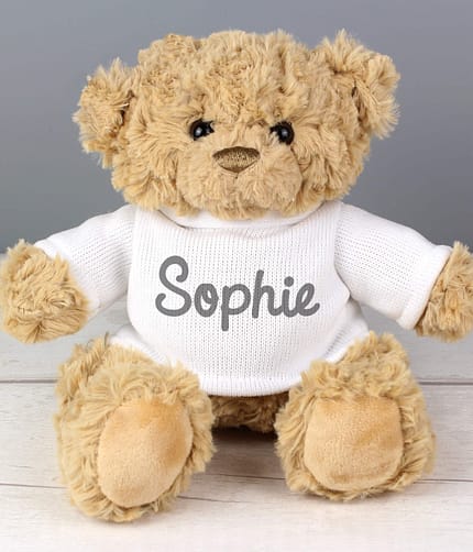 Personalised Name Only Teddy Bear  - Grey - ItJustGotPersonal.co.uk