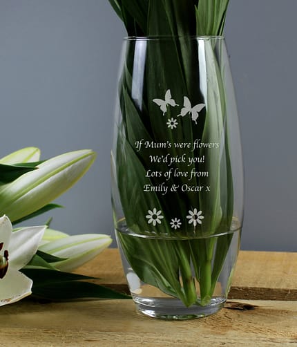 Personalised Butterflies and Flowers Bullet Vase - ItJustGotPersonal.co.uk