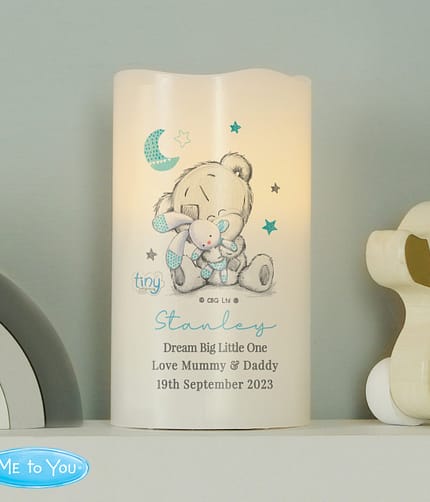 Personalised Tiny Tatty Teddy Dream Big Blue Nightlight LED Candle - ItJustGotPersonal.co.uk