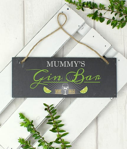 Personalised ""Gin Bar"" Printed Hanging Slate Plaque - ItJustGotPersonal.co.uk