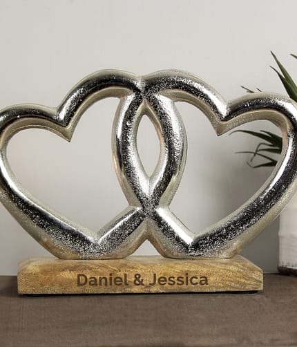 Personalised Free Text Double Heart Ornament - ItJustGotPersonal.co.uk