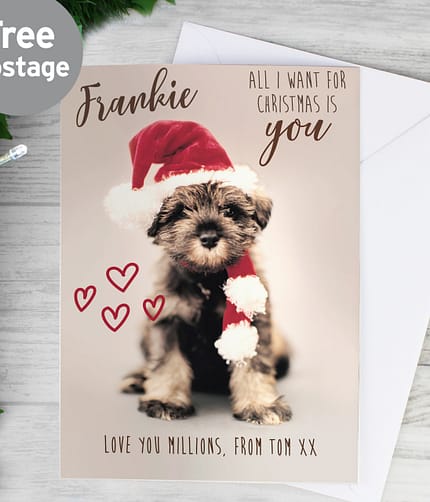 Personalised Rachael Hale 'All I Want For Christmas' Puppy Card - ItJustGotPersonal.co.uk