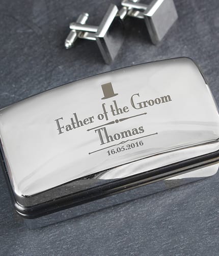 Personalised Decorative Wedding father of the Groom Cufflink Box - ItJustGotPersonal.co.uk