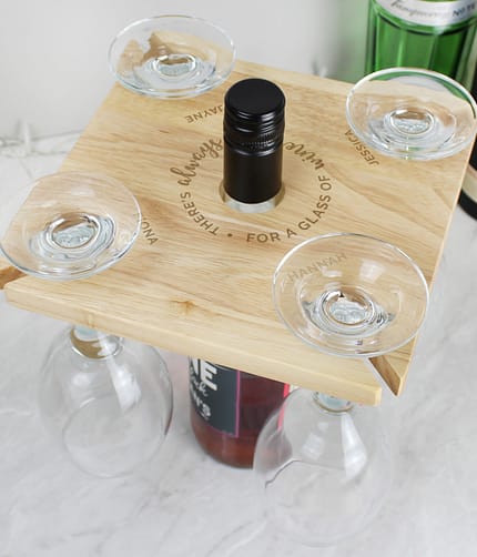 Personalised ...Time For a Glass of Wine Four Wine Glass Holder & Bottle Holder - ItJustGotPersonal.co.uk