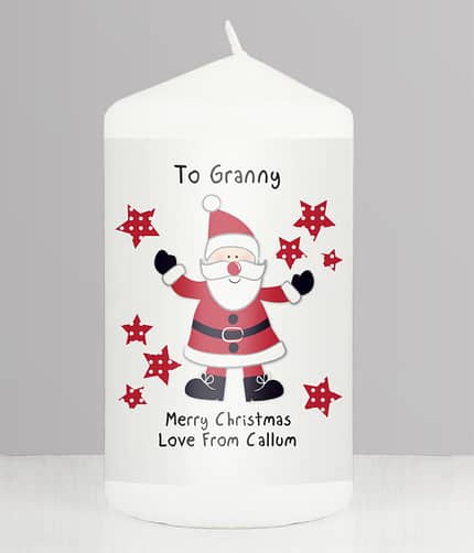 Personalised Spotty Santa Pillar Candle - ItJustGotPersonal.co.uk