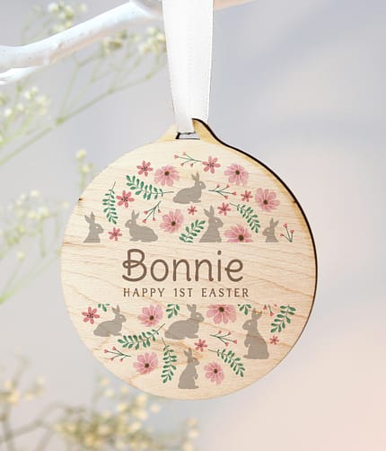 Personalised Easter Round Wooden Decoration - ItJustGotPersonal.co.uk