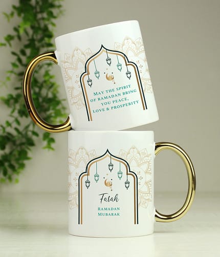 Personalised Eid and Ramadan Gold Handled Mug - ItJustGotPersonal.co.uk